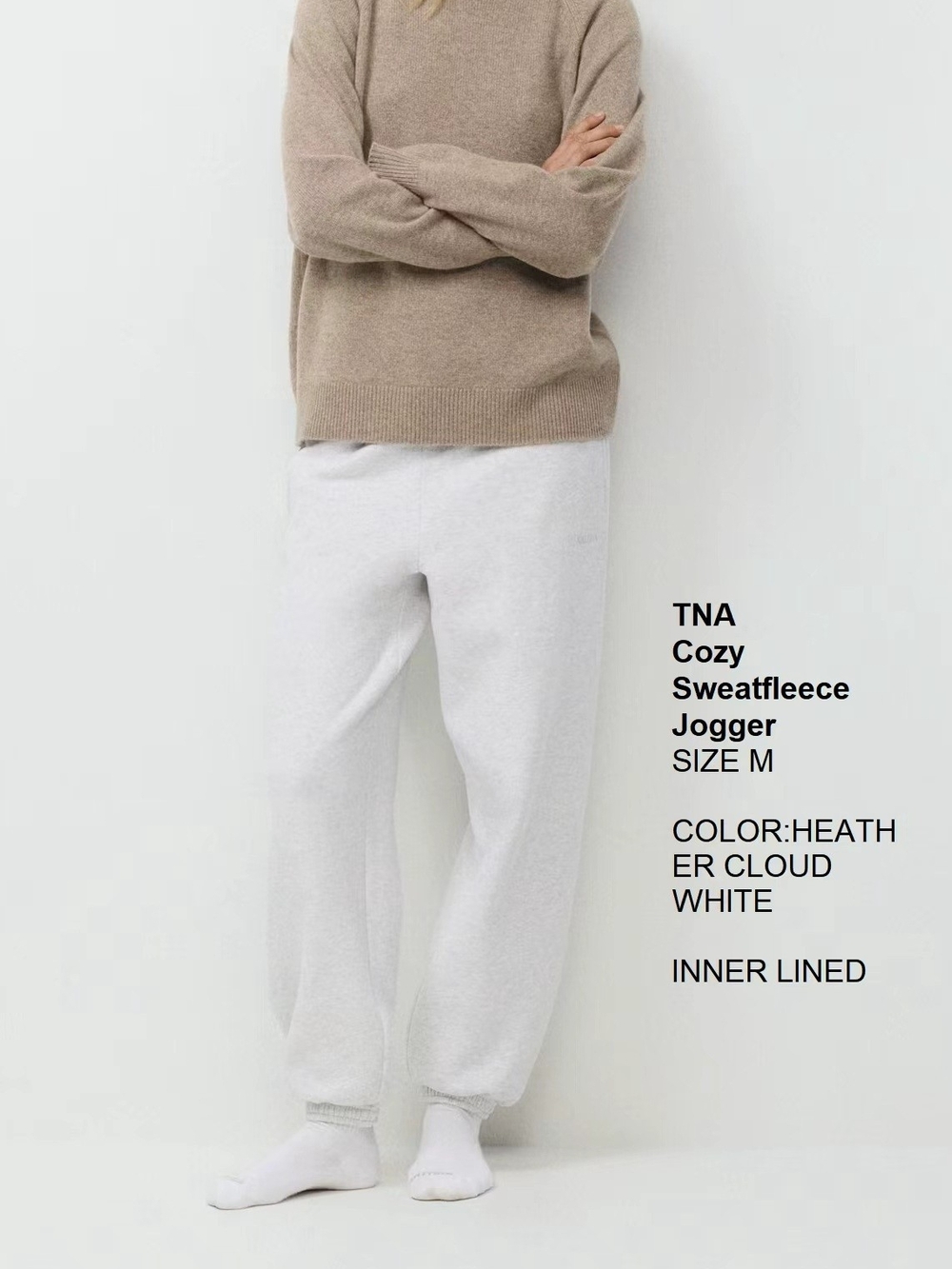 TNA Cozy Sweatfleece Joggers — Heather Cloud White